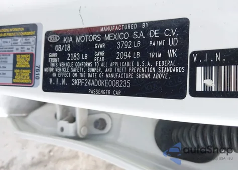 2019 Kia Forte Fe/Lx/Lxs from USA, damaged, VIN 3KPF24AD0KE008235